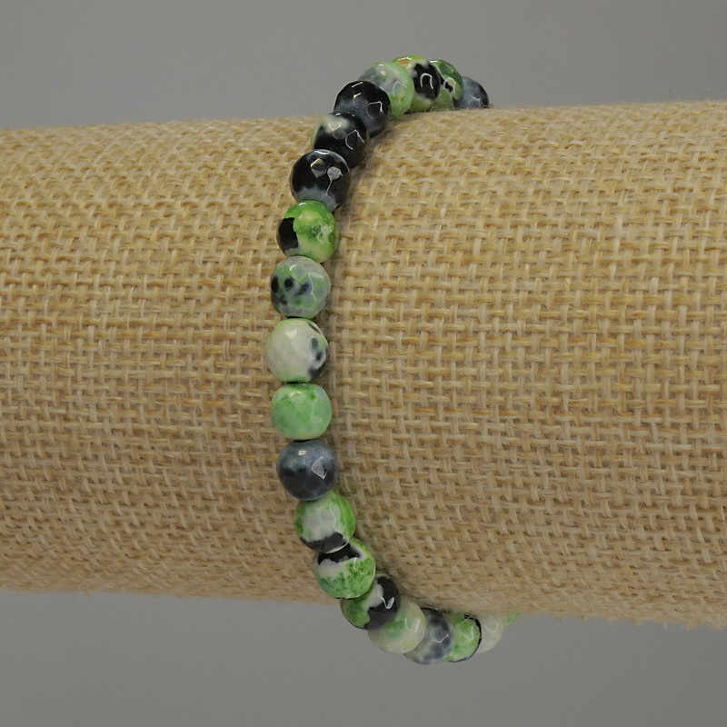 Agate Faceted Ball Bracelet, diameter 6mm+-, length 18cm stretch