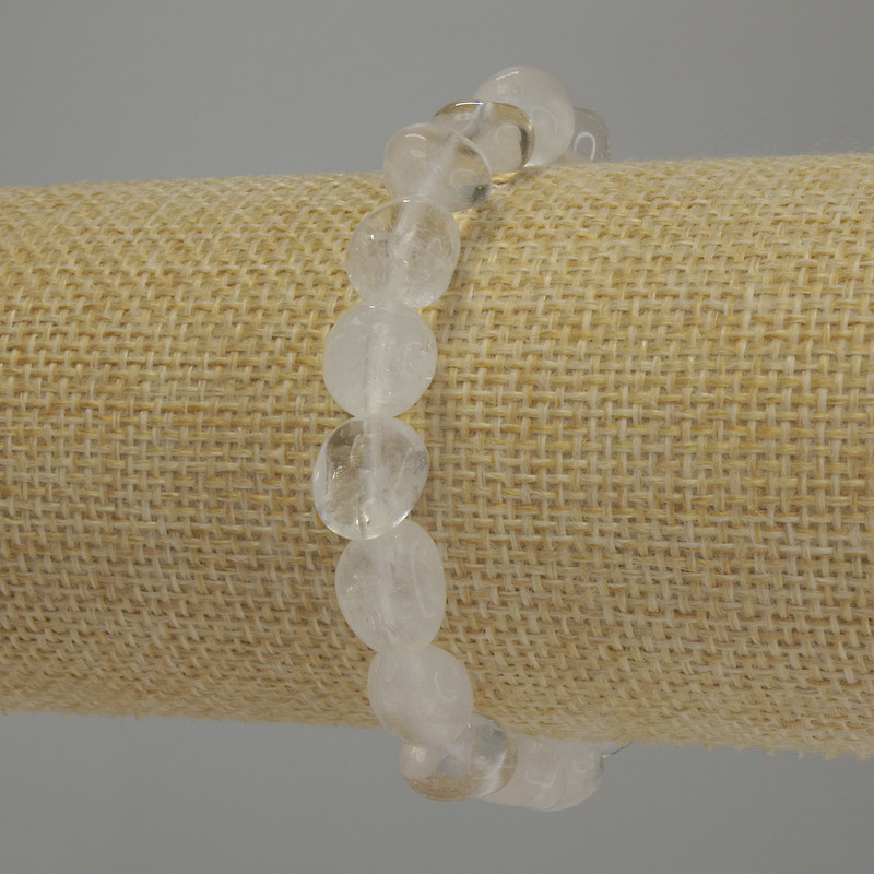 Rock Crystal Bracelet, Tumbled, Diameter 9-14x10mm+/-, Length 18cm Stretch
