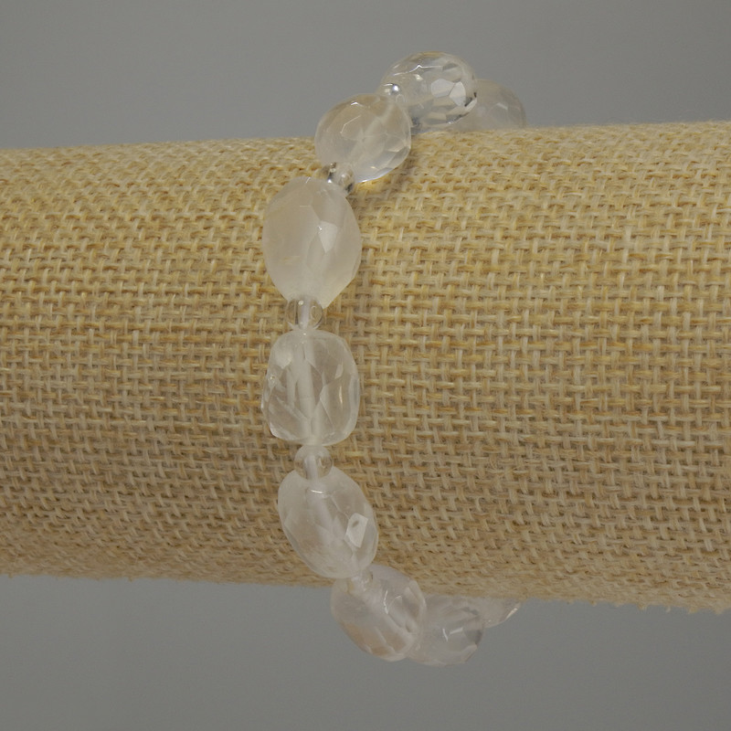Clear Quartz Tumbled Bracelet, diameter 12x10mm+- bead 4mm+-, length 18cm stretch