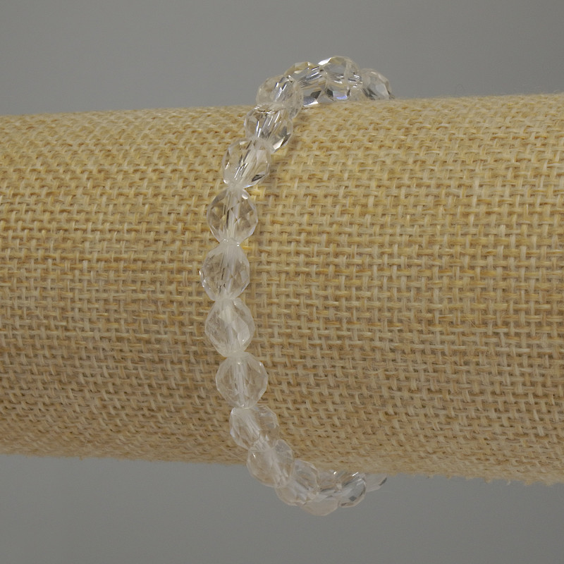Rock Crystal Faceted Bicone Bracelet, diameter 6mm+-, length 18cm stretch