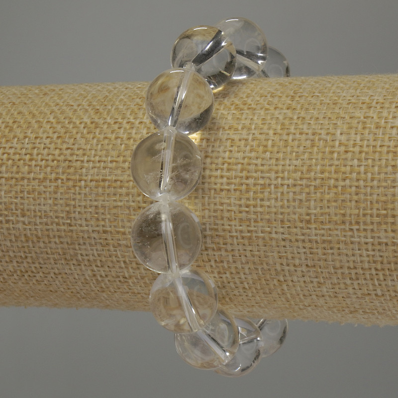 Rock Crystal Bracelet, smooth ball diameter 14mm+/-, length 18cm stretch
