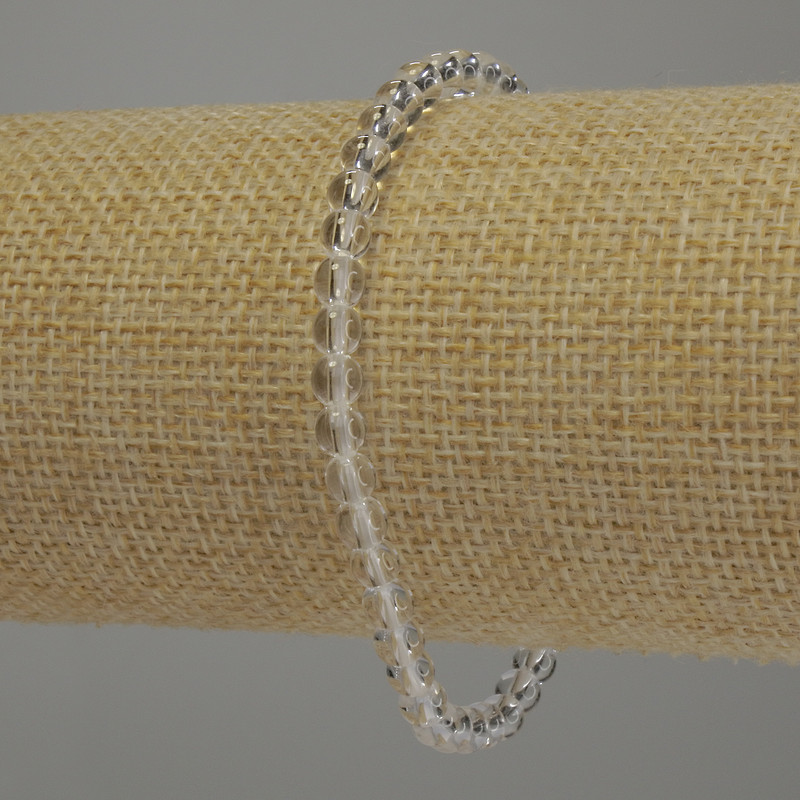 Rock Crystal Bracelet, smooth ball diameter 4mm+/-, length 18cm stretch