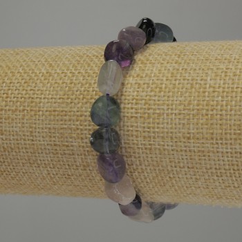Bracelet Fluorite tumbled, diameter 8-11x8-9mm+/-, length 18cm stretch