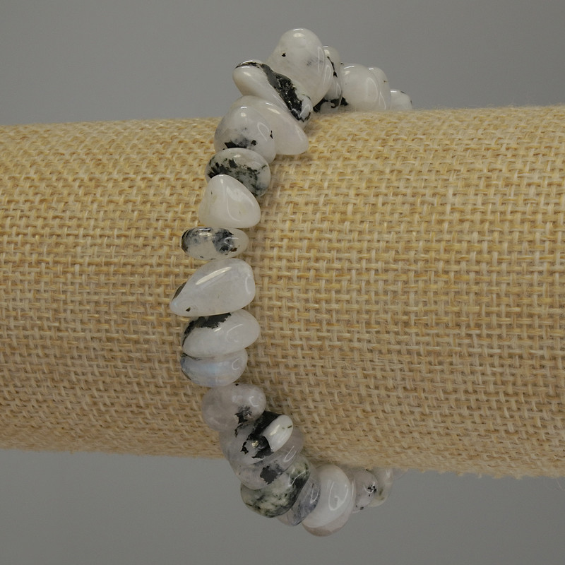 Adularia Bracelet, tumbled, diameter 10x5-9mm+-, length 18cm stretch