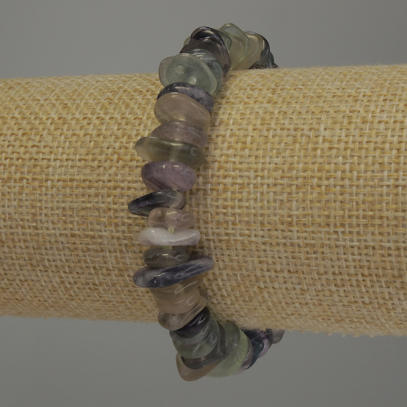 Fluorite Chip Bracelet, Diameter 10-14x3mm+/-, Length 18cm Stretch
