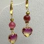 Tourmaline Earrings, Faceted Ball 8mm+/-, Heart 12mm+/-, Length 47mm+