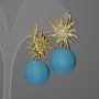 Turquoise Imitation Ball Earrings, Diameter 15mm+/-, Length 24mm+