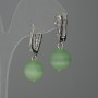 Cat's Eye Earrings, Green Ball 12mm+/-, Length 31mm+