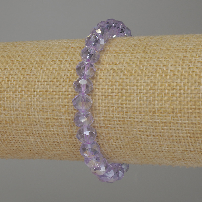Czech Crystal Rondelle Bracelet, Diameter 8x6mm+/-, Length 18cm+/- Stretch