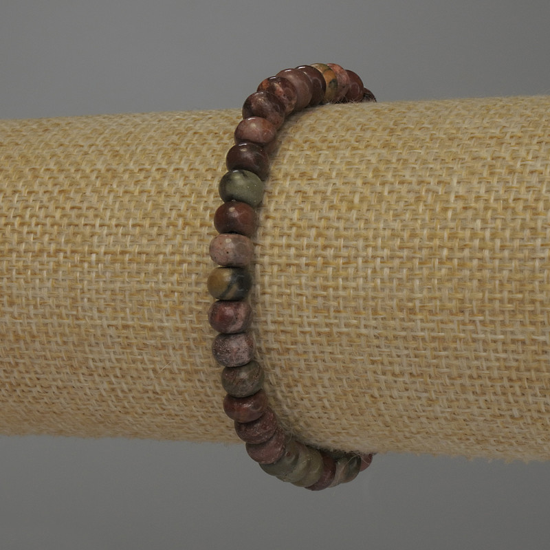 Jasper Rondelle Bracelet, diameter 6x4mm+-, length 18cm+- stretch