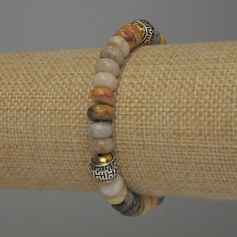 Jasper Rondelle Bracelet, diameter 8x5mm+- with 10mm+- accent bead, length 18cm+- stretch