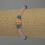 Rose Quartz Apatite Bracelet, Smooth Ball 6mm+/-, Cloisonne Bead 10mm+/-, Length 18cm Stretch