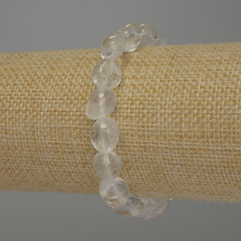 Rock Crystal Tumbled Bead Bracelet, diameter 10-12x10mm+/-, length 18cm stretch