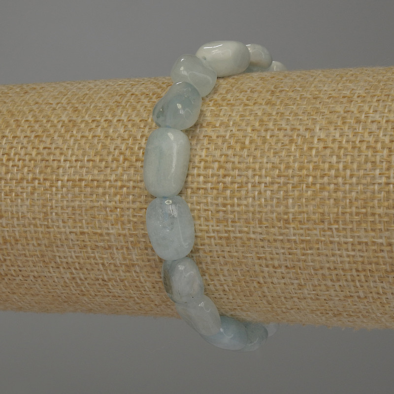 Aquamarine Tumbled Bead Bracelet, diameter 10-14x9mm+-, length 18cm+- stretch
