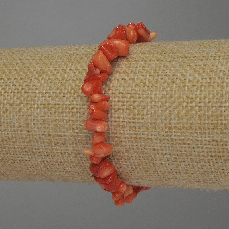 Orange Coral Chip Bracelet, diameter 6-10x3-5mm+/-, length 18cm stretch