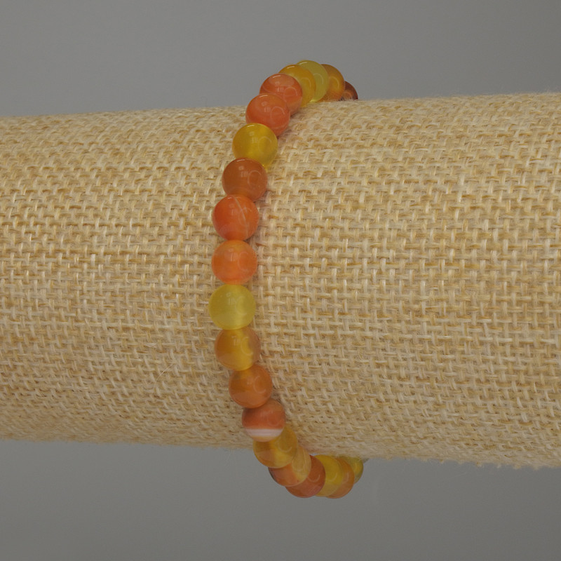 Orange Agate Bracelet, smooth round beads, diameter 6mm+-, length 18cm stretch