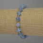 Aquamarine Bracelet, faceted rhombus beads, diameter 8x8mm+-, seed beads 3mm+-, length 18cm+- stretch