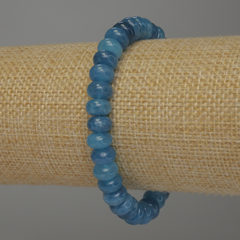 Aquamarine Rondelle Bracelet, diameter 8x5mm+-, length 18cm+- stretch