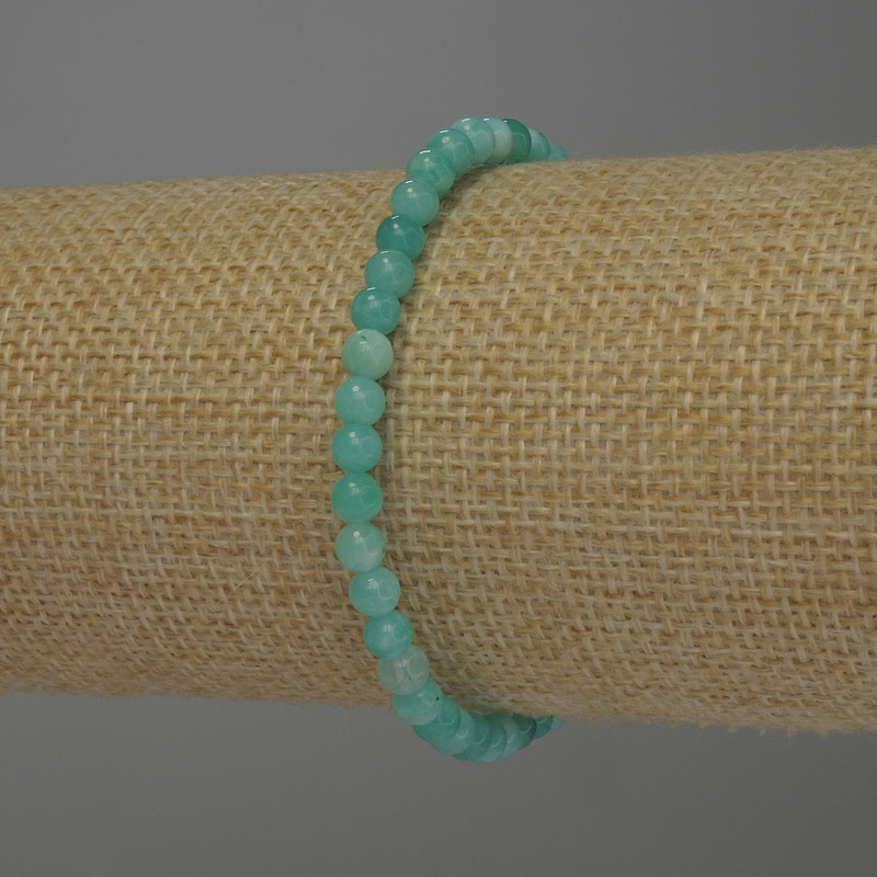 Amazonite Bracelet, Smooth Ball 4mm+/-, Length 18cm+/- Stretch