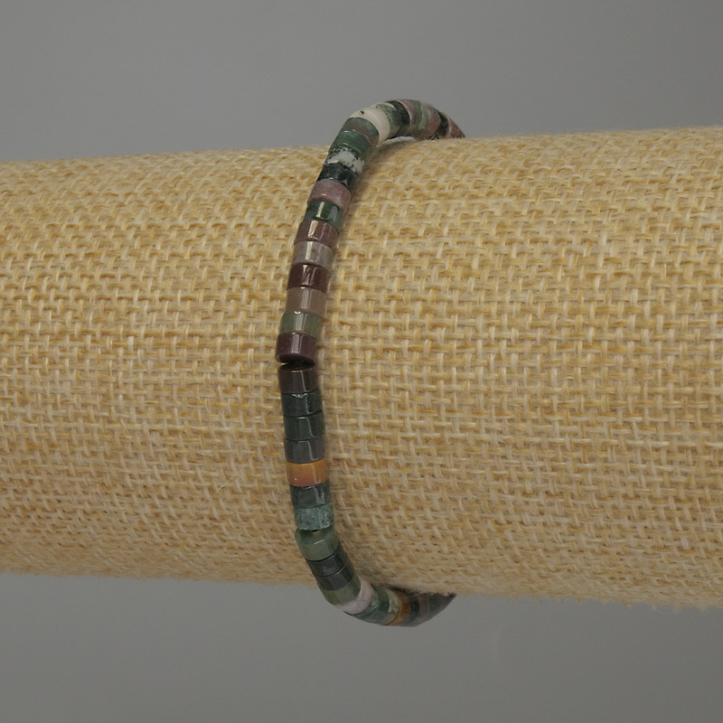 Green Jasper Bracelet, Rondelle, 4x2mm+/- Diameter, 18cm Stretch