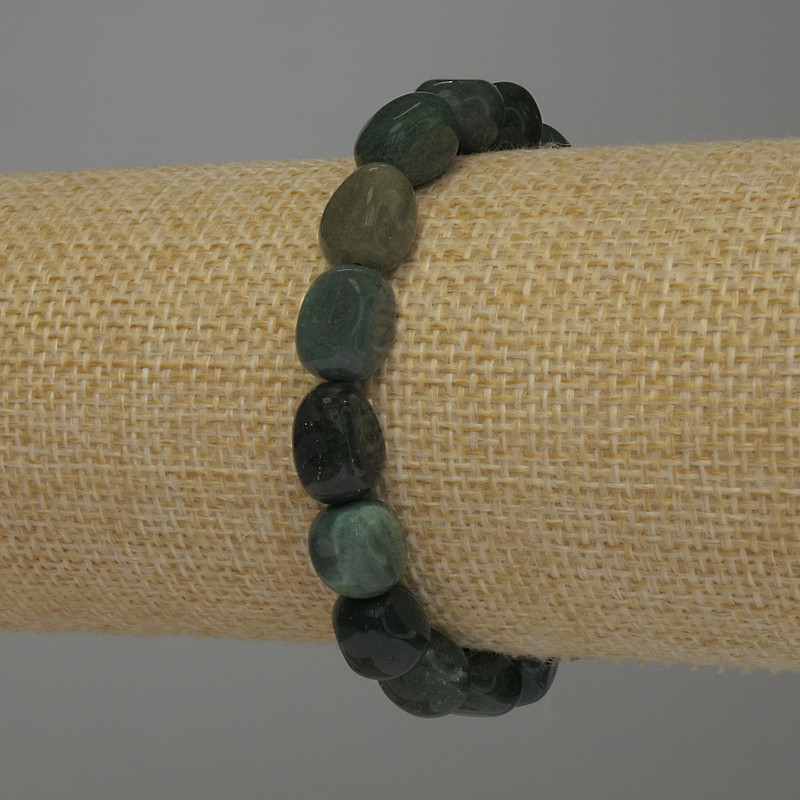 Bracelet Green Jasper Tumbled, diameter 10-12x10mm+-, length 18cm Stretch