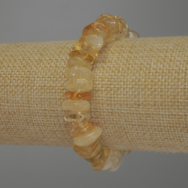 Citrine Tumbled Bead Bracelet, diameter 11-15x5mm+/-, length 18cm stretch