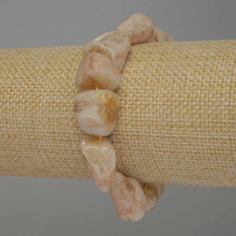 Citrine Raw Tumbled Stone Bracelet, diameter 14-20x14mm+/-, length 18cm stretch