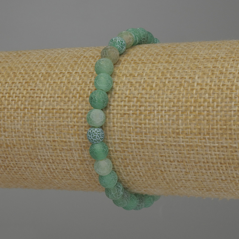Frosty Agate Smooth Bead Bracelet, diameter 6mm+/-, length 18cm stretch