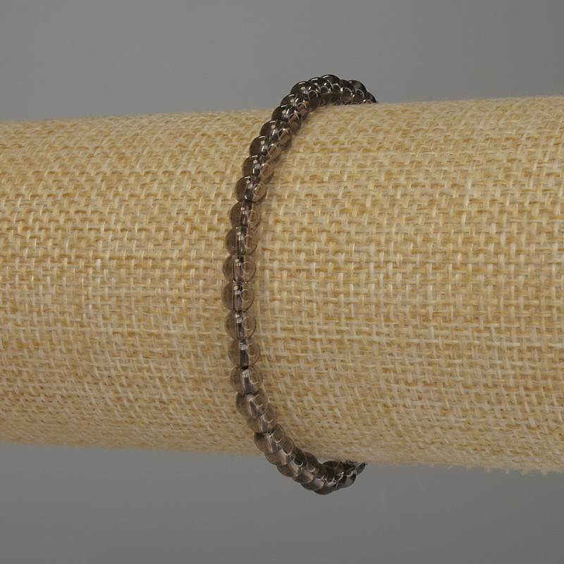 Smoky Quartz Bracelet, smooth round beads, diameter 4mm+-, length 18cm stretch