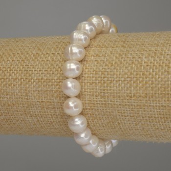Freshwater Pearl Bracelet, 9x8mm+/- Diameter, 18cm (Stretch)