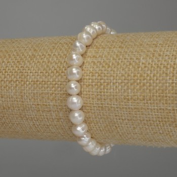Freshwater Pearl Bracelet, 7x6.5mm+/- Diameter, 18cm (Stretch)