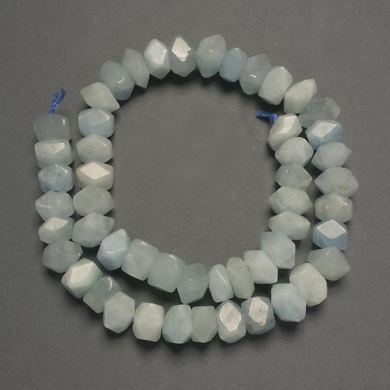 Aquamarine Faceted Beads, diameter 10x8mm+- on a thread, length 39cm+