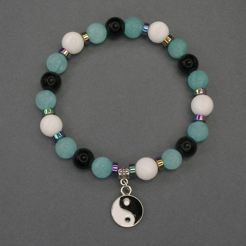 Assorted Smooth Ball Bracelet, diameter 8mm+- rondelle 5x2mm+-, length 18mm+- stretch