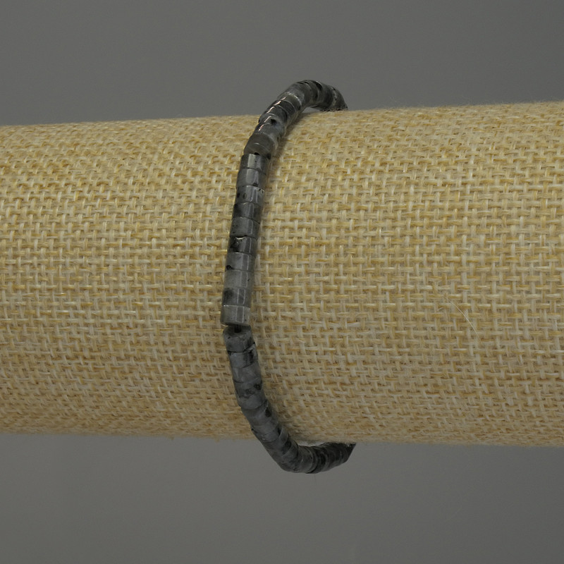 Bracelet Larvikite, rondelle, diameter 4x2mm+-, length 18cm stretch