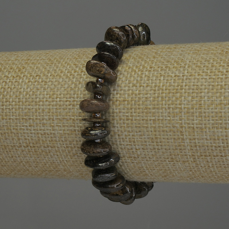 Bronzite Tumbled Bead Bracelet, diameter 3-5x10-13mm+-, 18cm+- stretch