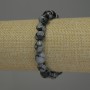 Snowflake Obsidian Apache Tears Bracelet, tumbled beads, 9-12x9mm+/- diameter, 18cm+/- stretch
