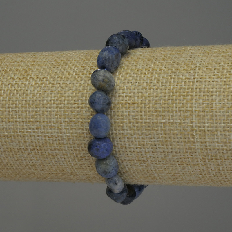 Sodalite Bracelet, tumbled beads, 9x8mm+ diameter, 18cm+/- stretch