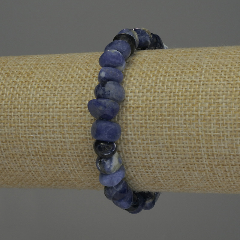 Sodalite Bracelet, tumbled beads, diameter 6-8x8-10mm+, length 18cm+/- stretch