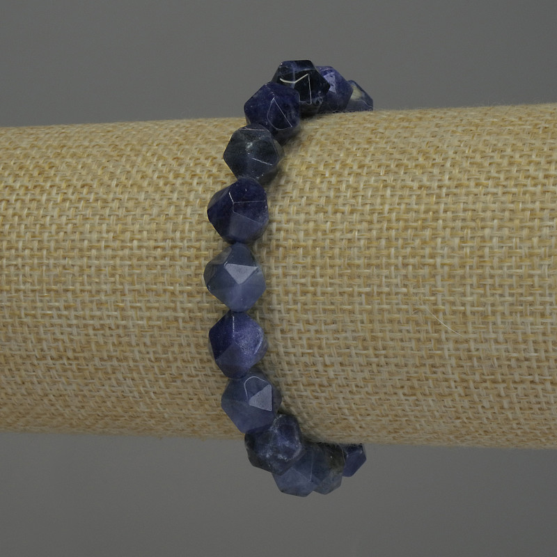 Sodalite Bracelet, faceted beads, diameter 10x8mm+, length 18cm+/- stretch