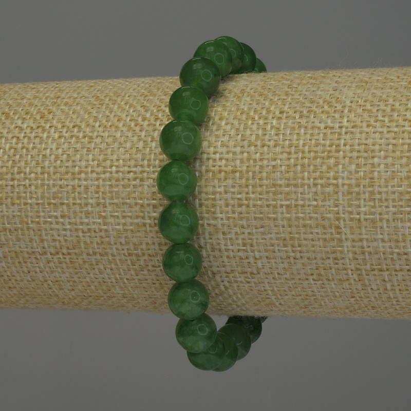 Bracelet Chrysoprase, smooth bead, diameter 8mm+-, length 18cm stretch