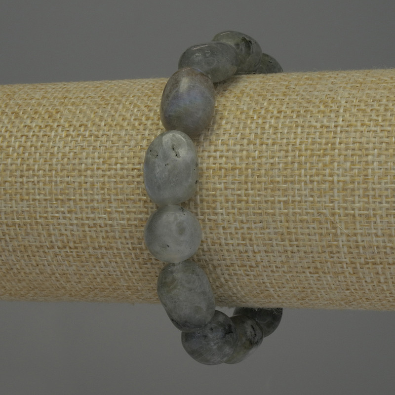 Bracelet Labradorite, tumbled nugget, diameter 12-15x12mm+-, length 18cm stretch