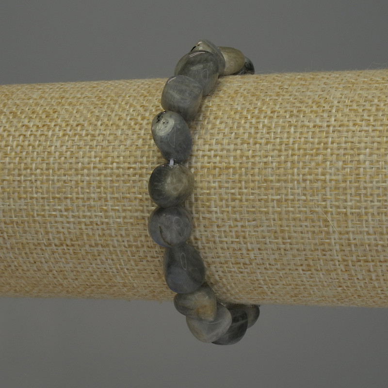 Bracelet Labradorite, tumbled nugget, diameter 9-12x9mm+-, length 18cm stretch
