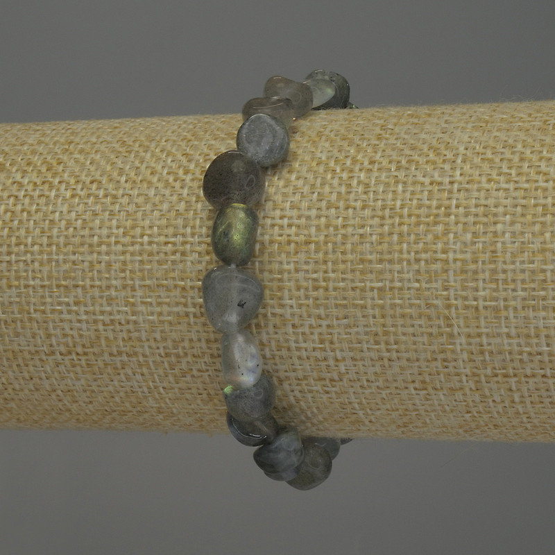 Labradorite Bracelet, tumbled beads, diameter 9x8mm+/-, length 18cm stretch