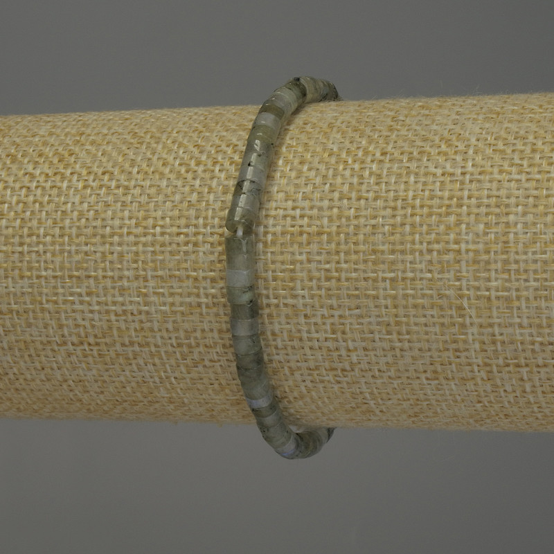 Labradorite Rondelle Bracelet, diameter 4x2mm+-, length 18cm stretch