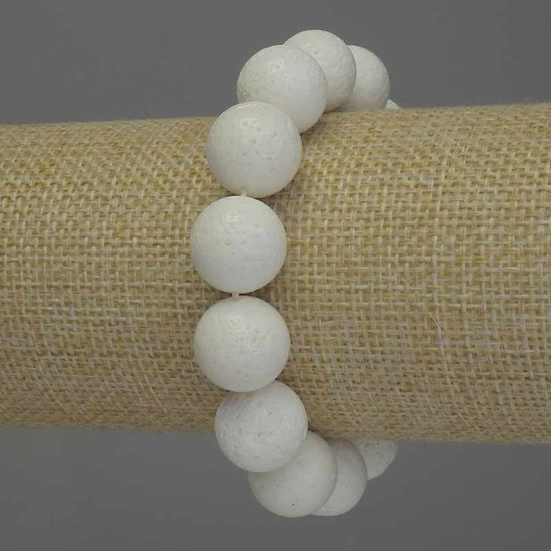 Bracelet White Sponge Coral, bead, diameter 14mm+-, length 18cm+- stretch