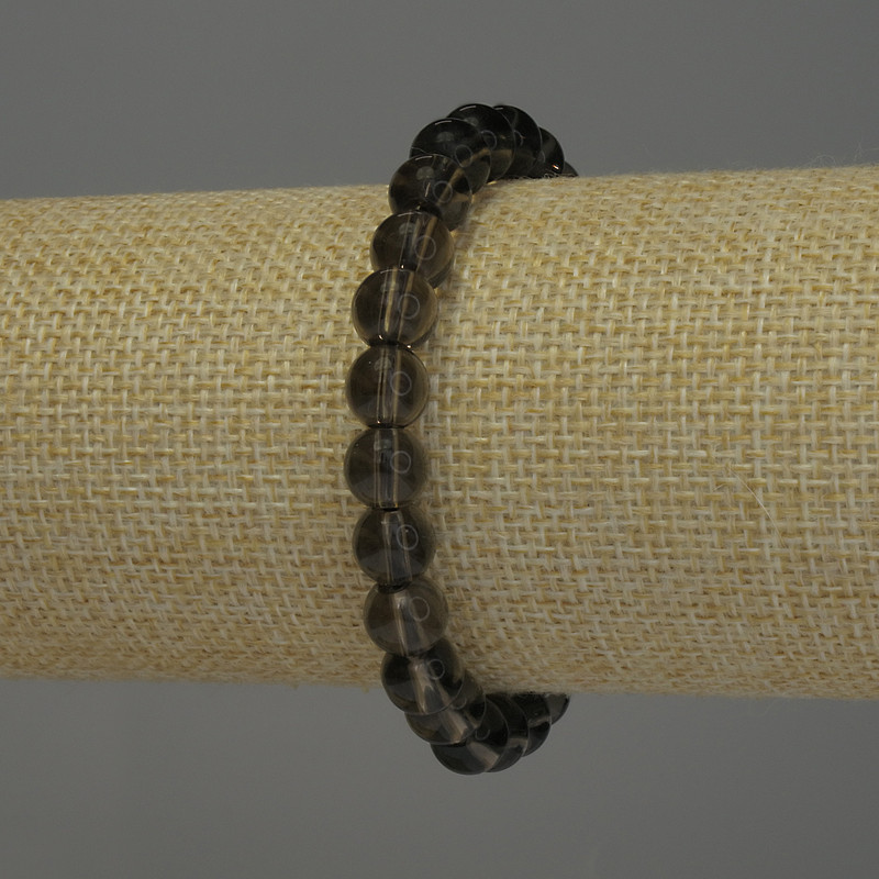 Bracelet Smoky Quartz, smooth bead, diameter 8mm+-, length 18cm stretch