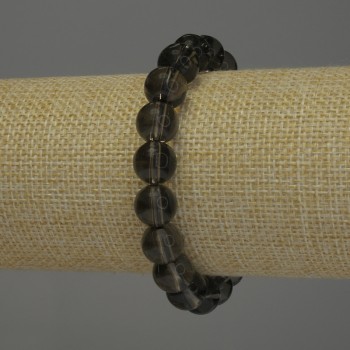 Bracelet Smoky Quartz, smooth bead, diameter 10mm+-, length 18cm stretch