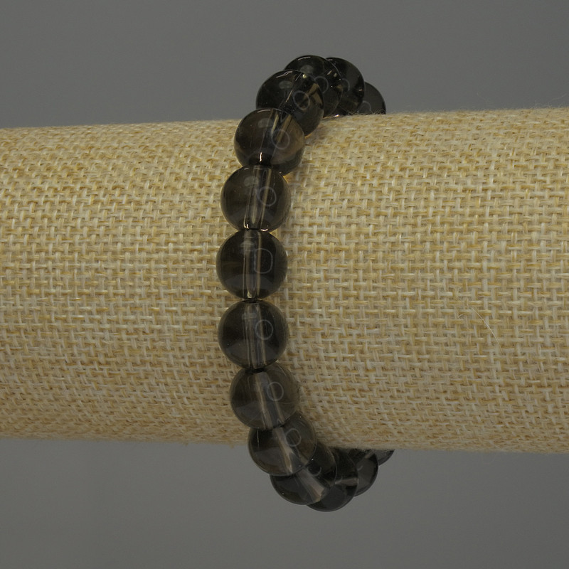 Bracelet Smoky Quartz, smooth bead, diameter 10mm+-, length 18cm stretch