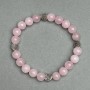 Rose Quartz Bracelet, smooth bead, diameter 8mm+/- with metal inserts, length 18cm+/- stretch