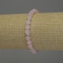 Rose Quartz Bracelet, smooth bead, diameter 6mm+/- with metal inserts, length 18cm+/- stretch